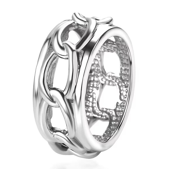 NEW Men's Curb Chain Design Ring in Stainless Steel - Size 14 - Picture 2 of 3